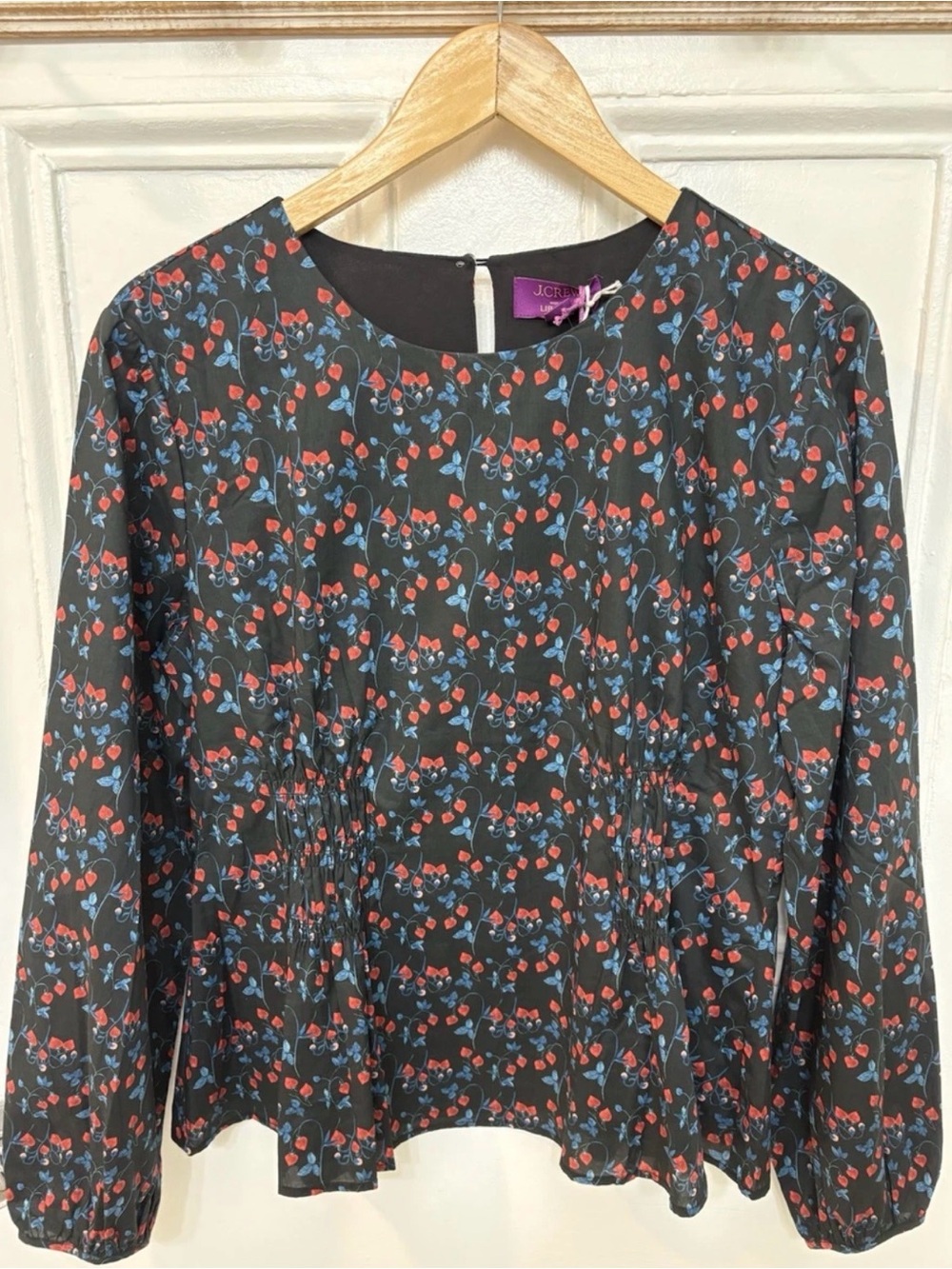 NWT JCrew Retail Chiffon Shirred Waist Top In Liberty Tana Lawn Fabric Size 14